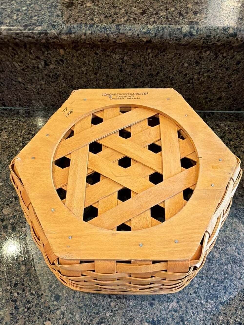 Longaberger 1998 Generations Hexagon Woven Wooden Basket